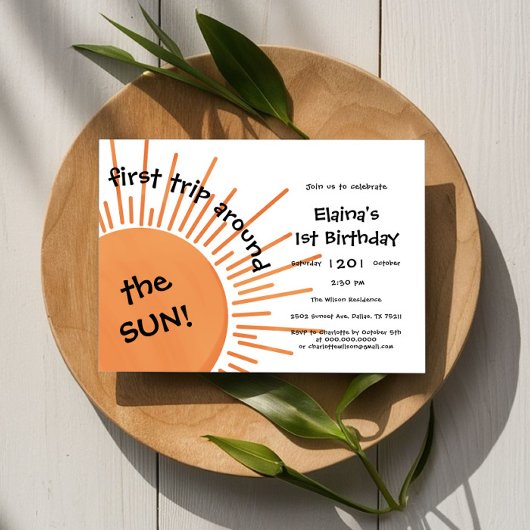 Eerste reis rond de zon 1e verjaardag horizontaal kaart