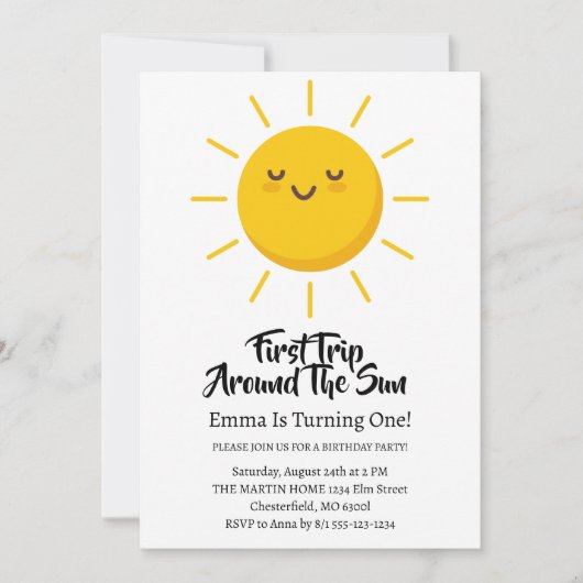 Eerste Reis Rond De Zon 1e Verjaardag Kaart (Voorkant)