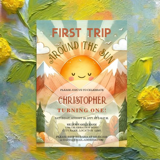 Eerste reis rond de Zon 1e verjaardag Kaart