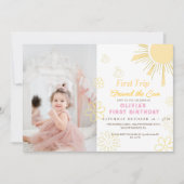 Eerste reis rond de zon 1e verjaardag meisje kaart (Voorkant)
