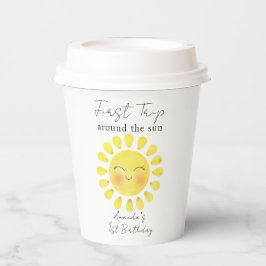 Eerste reis rond de zon 1e verjaardag  papieren bekers