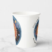 Eerste reis rond de Zon 1e verjaardag Papieren Bekers (Rechts)