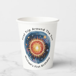 Eerste reis rond de Zon 1e verjaardag Papieren Bekers