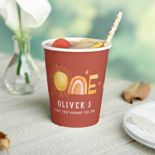 Eerste reis rond de zon | 1e verjaardag papieren bekers (Insitu)