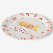 Eerste reis rond de zon | 1e verjaardag papieren bordje (Gekanteld)