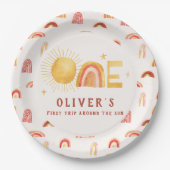Eerste reis rond de zon | 1e verjaardag papieren bordje (Voorkant)