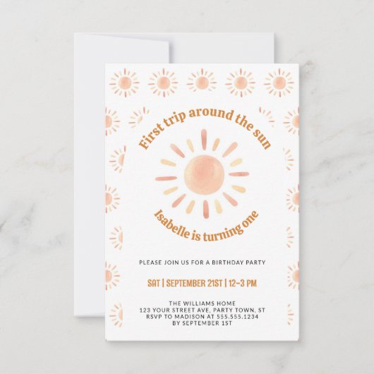 Eerste reis rond de zon 1e verjaardag Party Foto Kaart (Voorkant)