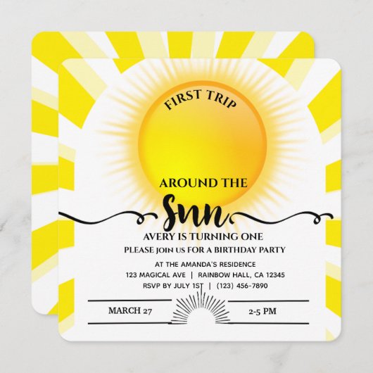 Eerste reis rond de zon 1e verjaardag plein (Voorkant / Achterkant)