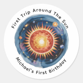 Eerste reis rond de Zon 1e verjaardag Ronde Sticker