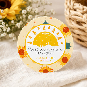 Eerste reis rond de zon 1e verjaardag ronde sticker