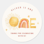 Eerste reis rond de zon | 1e verjaardag ronde sticker (Voorkant)