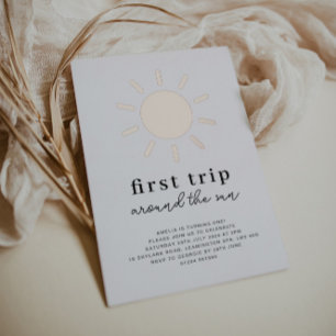 Eerste reis rond de zon 1e verjaardag Roos goud Folie Uitnodiging