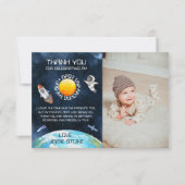 Eerste reis rond de zon 1e verjaardag ruimte thema bedankkaart (Voorkant)