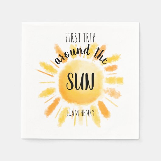 Eerste reis rond de Zon 1e verjaardag Servet (Voorkant)