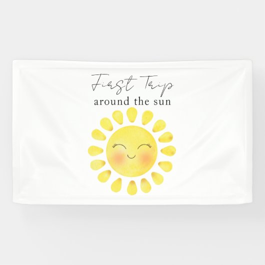 Eerste reis rond de zon 1e verjaardag  spandoek (Horizontaal)