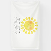 Eerste reis rond de zon 1e verjaardag  spandoek (Verticaal)