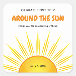 Eerste reis rond de zon 1e verjaardag vierkante sticker