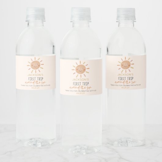 Eerste reis rond de Zon 1e verjaardag Waterfles Etiket (Flessen)