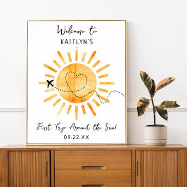 Eerste reis rond de zon 1e verjaardag welkom poster