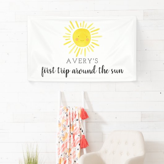 Eerste reis rond de zon 1e verjaardag Zonneschijn Spandoek (Insitu)