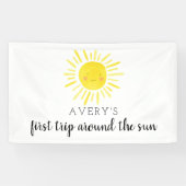 Eerste reis rond de zon 1e verjaardag Zonneschijn Spandoek (Horizontaal)
