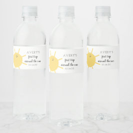 Eerste reis rond de zon 1e verjaardag Zonneschijn  Waterfles Etiket