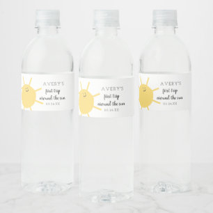 Eerste reis rond de zon 1e verjaardag Zonneschijn  Waterfles Etiket