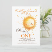 Eerste reis rond de zon 1e verjaardagsfeest kaart (Staand voorkant)