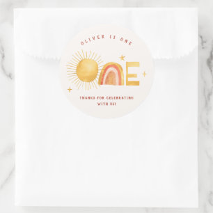 Eerste reis rond de zon   1e verjaardagsfeestje  ronde sticker
