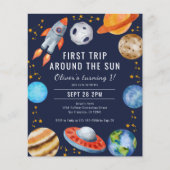 Eerste reis rond de zon 1e verjaardagsuitnodiging (Voorkant)