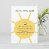 Eerste reis rond de Zon 1st Birthday Partij Uitnod Kaart (Staand voorkant)