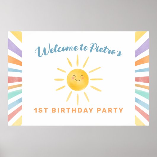 Eerste reis rond de Zon 1st Birthday Welkom Poster (Voorkant)