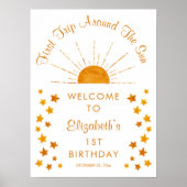 Eerste reis rond de zon 1st Birthday Welkom Poster (Voorkant)