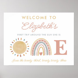 Eerste reis rond de Zon 1st Birthday Welkom Poster