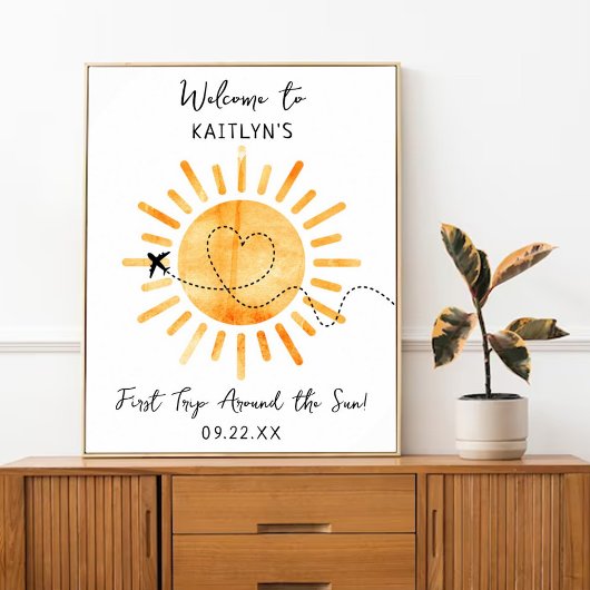 Eerste reis rond de zon 1st Birthday Welkom Poster