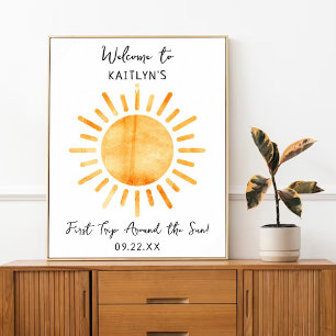 Eerste reis rond de zon 1st Birthday Welkom Poster