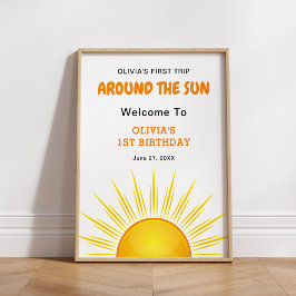 Eerste reis rond de Zon 1st Birthday Welkom Poster