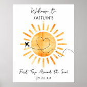 Eerste reis rond de zon 1st Birthday Welkom Poster (Voorkant)