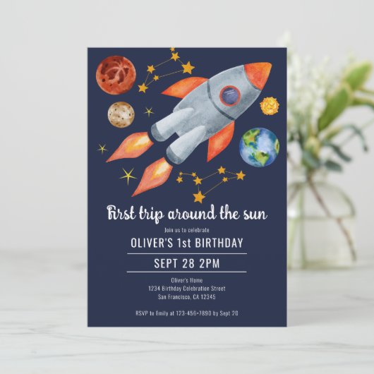 Eerste reis rond de Zon 1ste verjaardag Kaart (Staand voorkant)