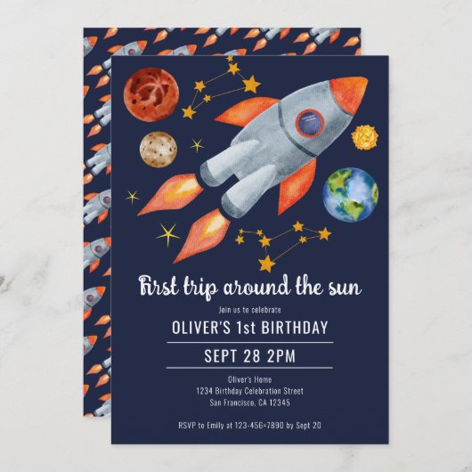 Eerste reis rond de Zon 1ste verjaardag Kaart (Voorkant / Achterkant)