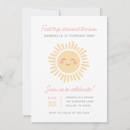Eerste reis rond de Zon 1ste verjaardag Kaart (Voorkant)