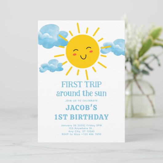 Eerste reis rond de Zon 1ste verjaardag Kaart (Staand voorkant)