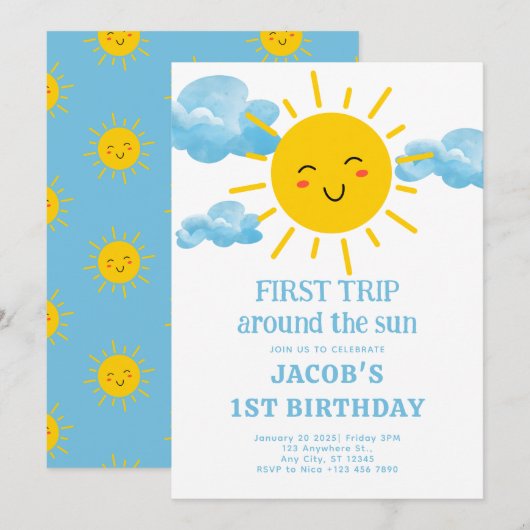 Eerste reis rond de Zon 1ste verjaardag Kaart (Voorkant / Achterkant)