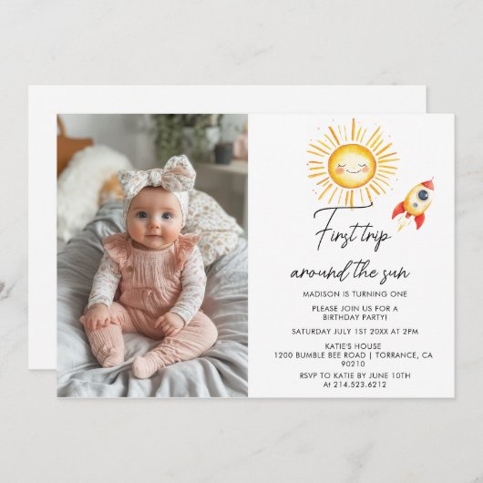 Eerste reis rond de zon Aangepaste foto Kaart (Voorkant / Achterkant)