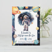 Eerste reis rond de zon Astronaut Space Verjaardag Kaart (Staand voorkant)