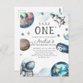 Eerste reis rond de zon Astronaut verjaardag Briefkaart (Voorkant / Achterkant)