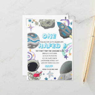 Eerste reis rond de zon astronaut verjaardagsfeest briefkaart