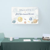 Eerste reis rond de zon banner teken (Beurs)