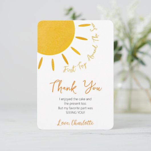 Eerste reis rond de zon bedankje bedankkaart (Staand voorkant)