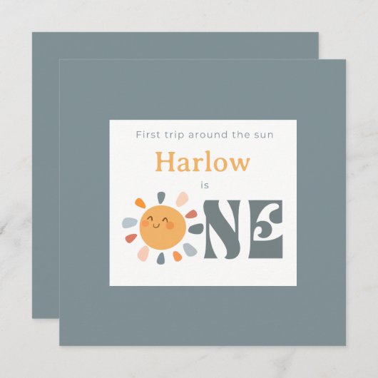 Eerste reis rond de zon bedankkaart (Voorkant / Achterkant)